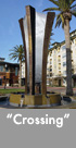 Thumbnail image of large bronze and stainless steel water feature.