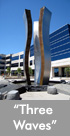 Thumbnail image of a large bronze and stainless steel water feature.